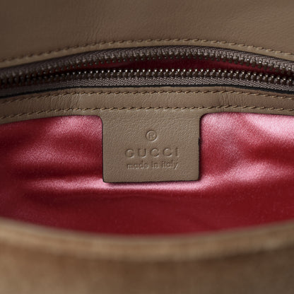 Gucci Velvet Matelasse Small GG Marmont Shoulder Bag Taupe 5 of 11