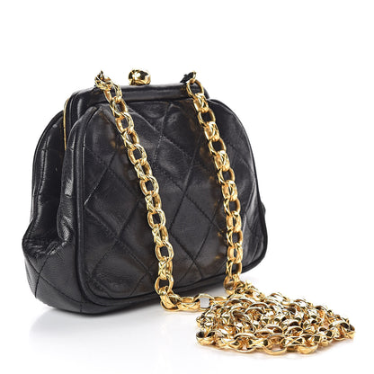 Chanel Lambskin Quilted CC Small Kisslock Evening Bag Black 3 of 12