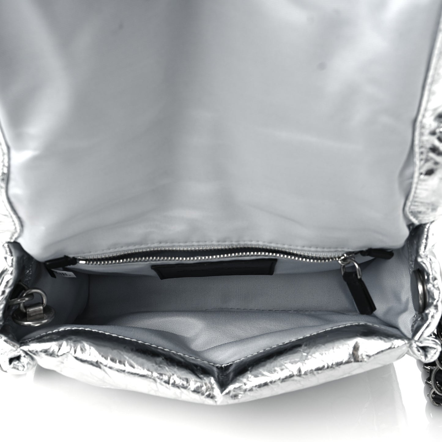 Metallic Lambskin The Pillow Bag Silver