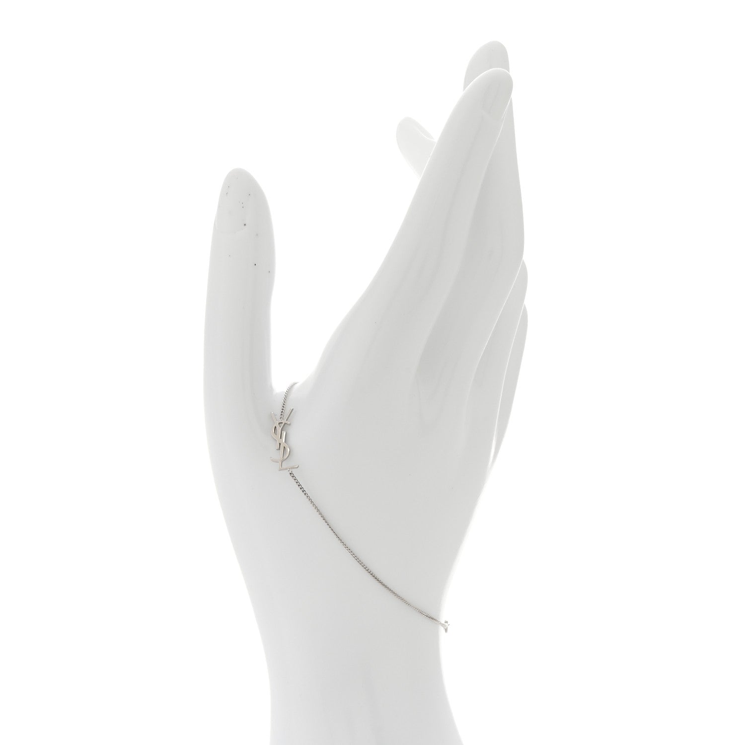 Saint Laurent Brass Monogram Charm Bracelet L Silver 2 of 4