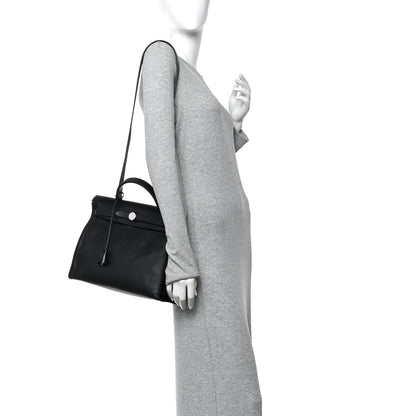 Hermes Toile H Berline Vache Hunter Herbag Zip PM 31 Black Ecru 2 of 11