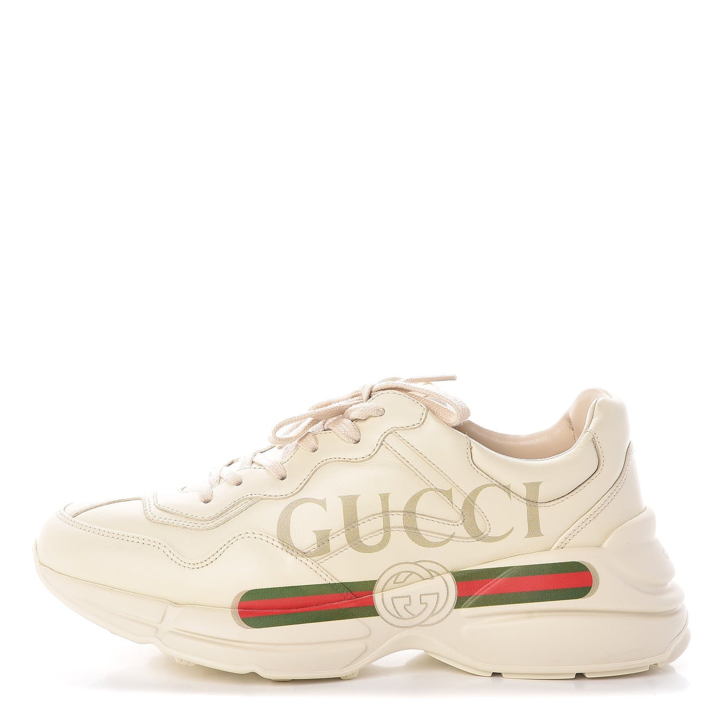 Calfskin Logo Mens Rhyton Sneakers 8.5 Ivory