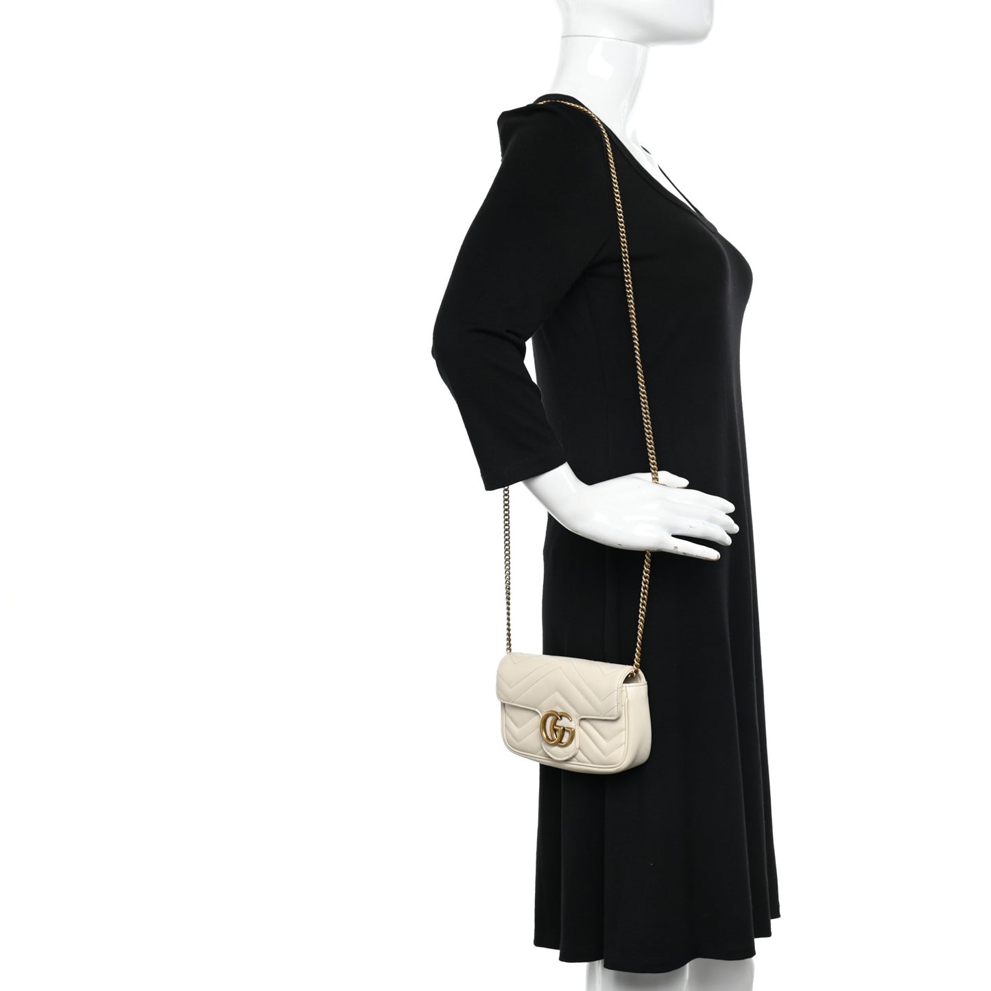 Calfskin Matelasse Super Mini GG Marmont Shoulder Bag White