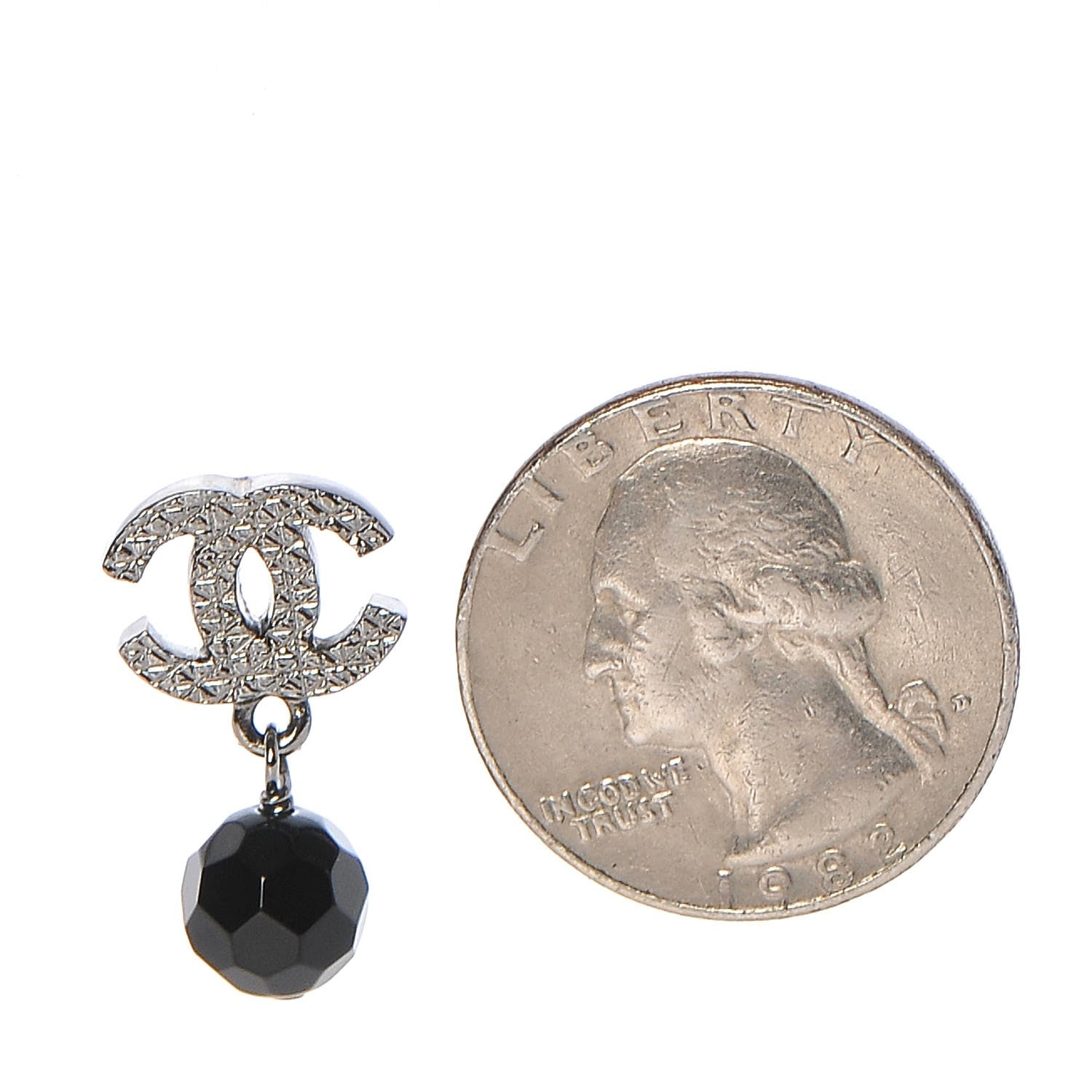 Chanel Ruthenium CC Bead Drop Earrings Black 5 of 6