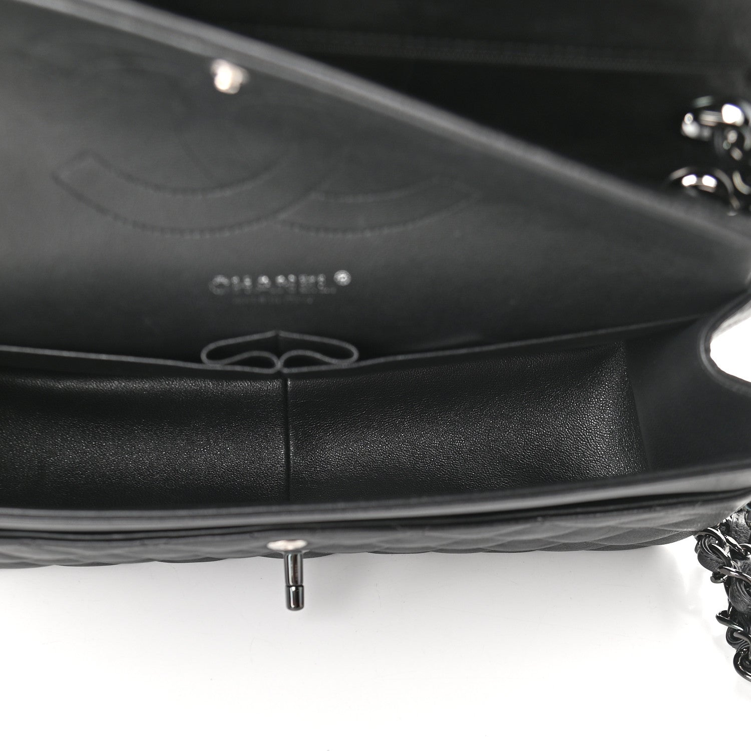 Chanel Crumpled Calfskin Quilted Jumbo Double Flap So Black 5 of 9