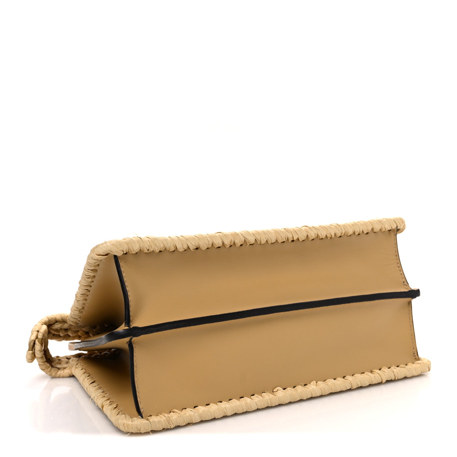 Fendi Raffia Embroidered Vitello King Shiny Nappa Intreccio Small Peekaboo I SEE U Satchel Sahara 4 of 11