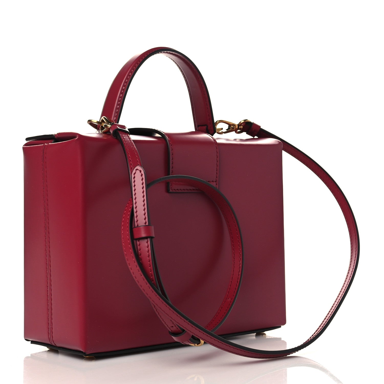Salvatore Ferragamo Calfskin Trifolio Box Bag Melagrana 2 of 5