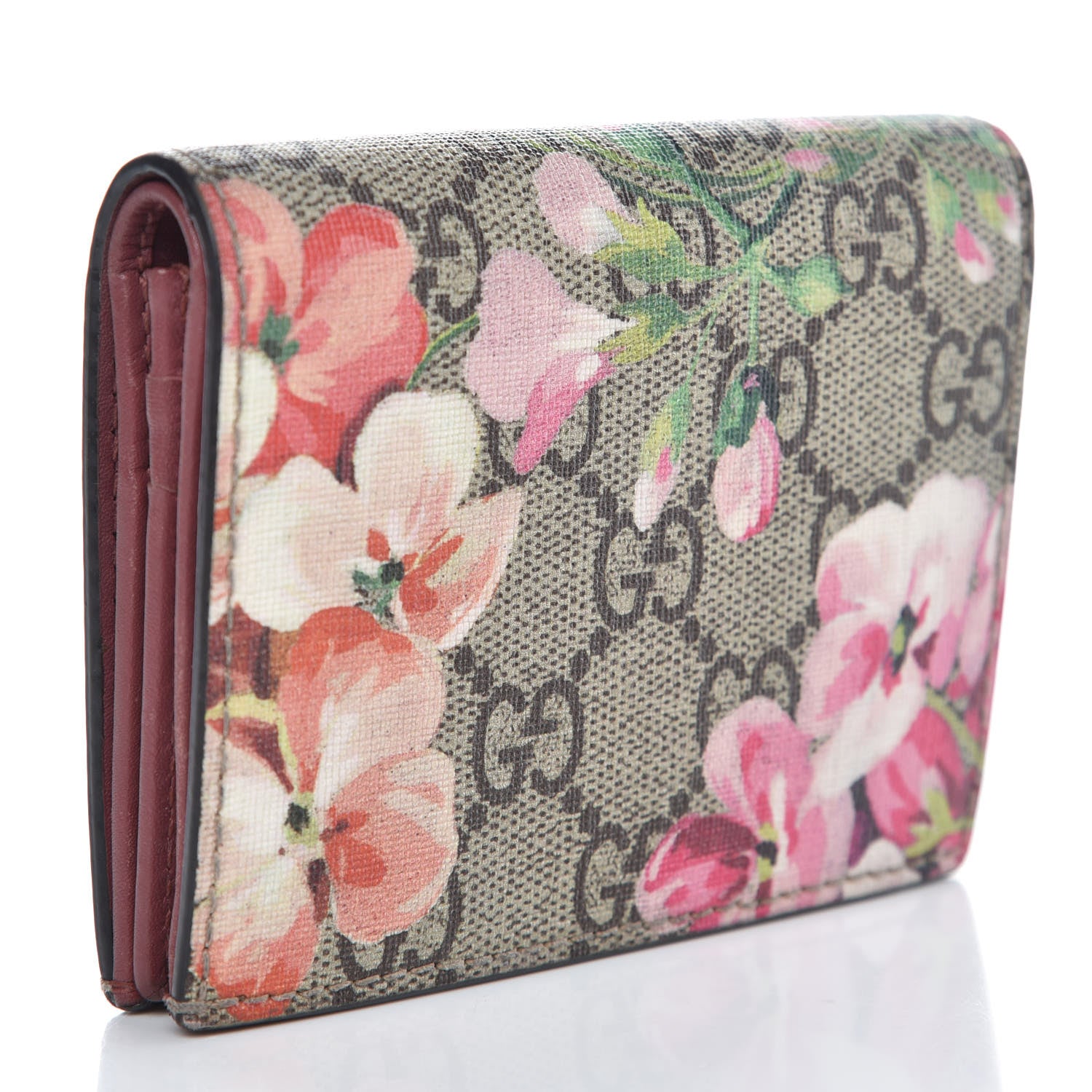 Gucci GG Supreme Monogram Blooms Card Case Beige Multicolor Dry Rose 3 of 8