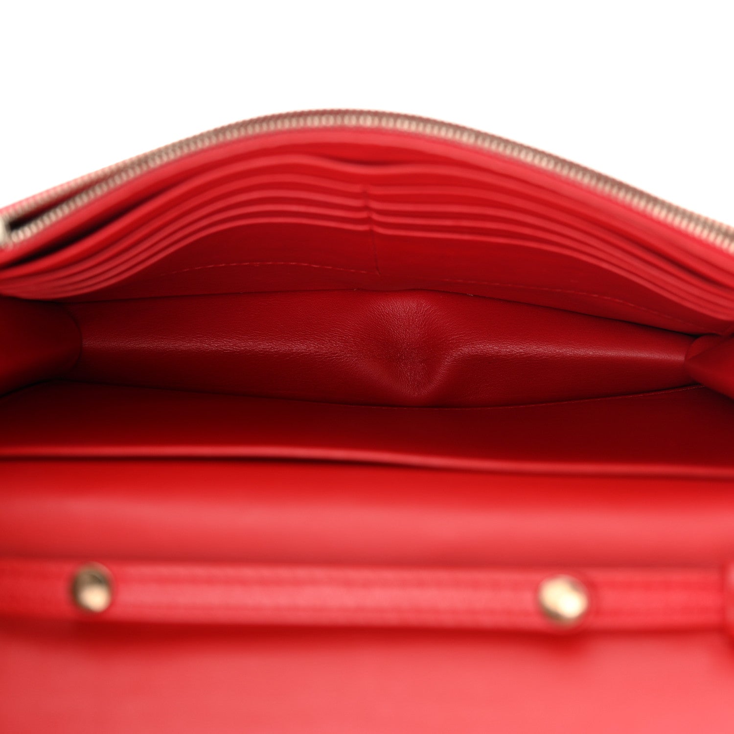 Celine Smooth Lambskin Frame Evening Chain Clutch Grey Red 5 of 9