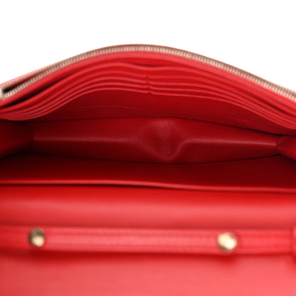 Celine Smooth Lambskin Frame Evening Chain Clutch Grey Red 5 of 9