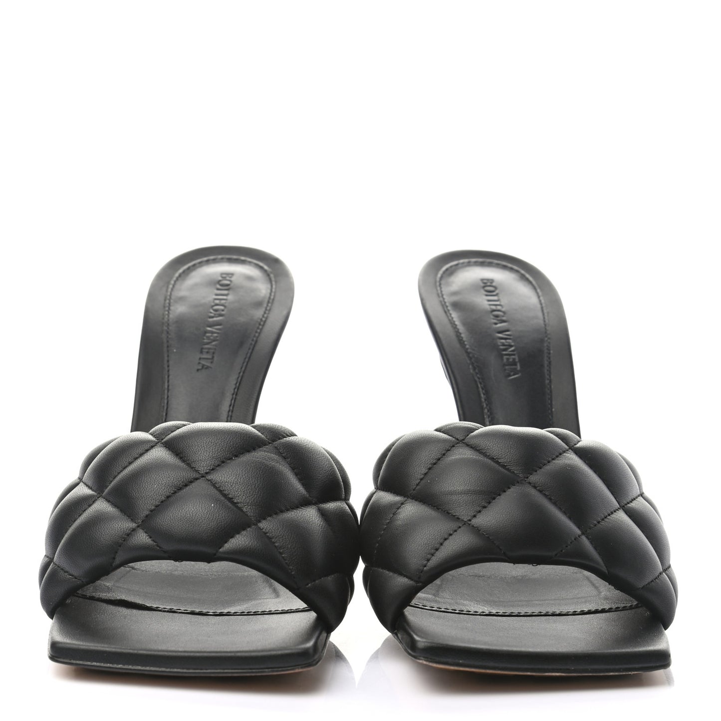Nappa Matelasse Padded Mule Sandals 38 Black