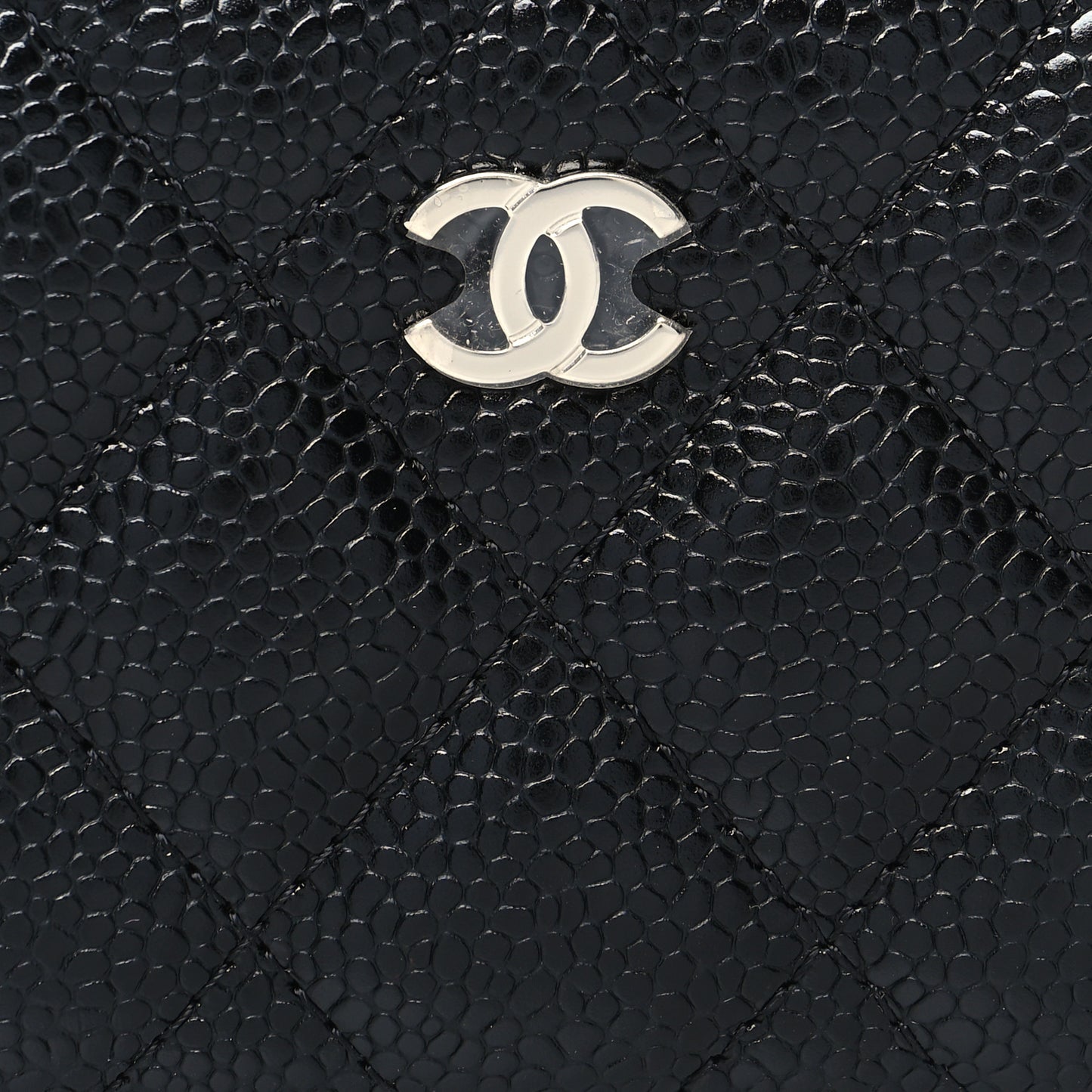 Caviar Quilted Zip Coin Purse Black