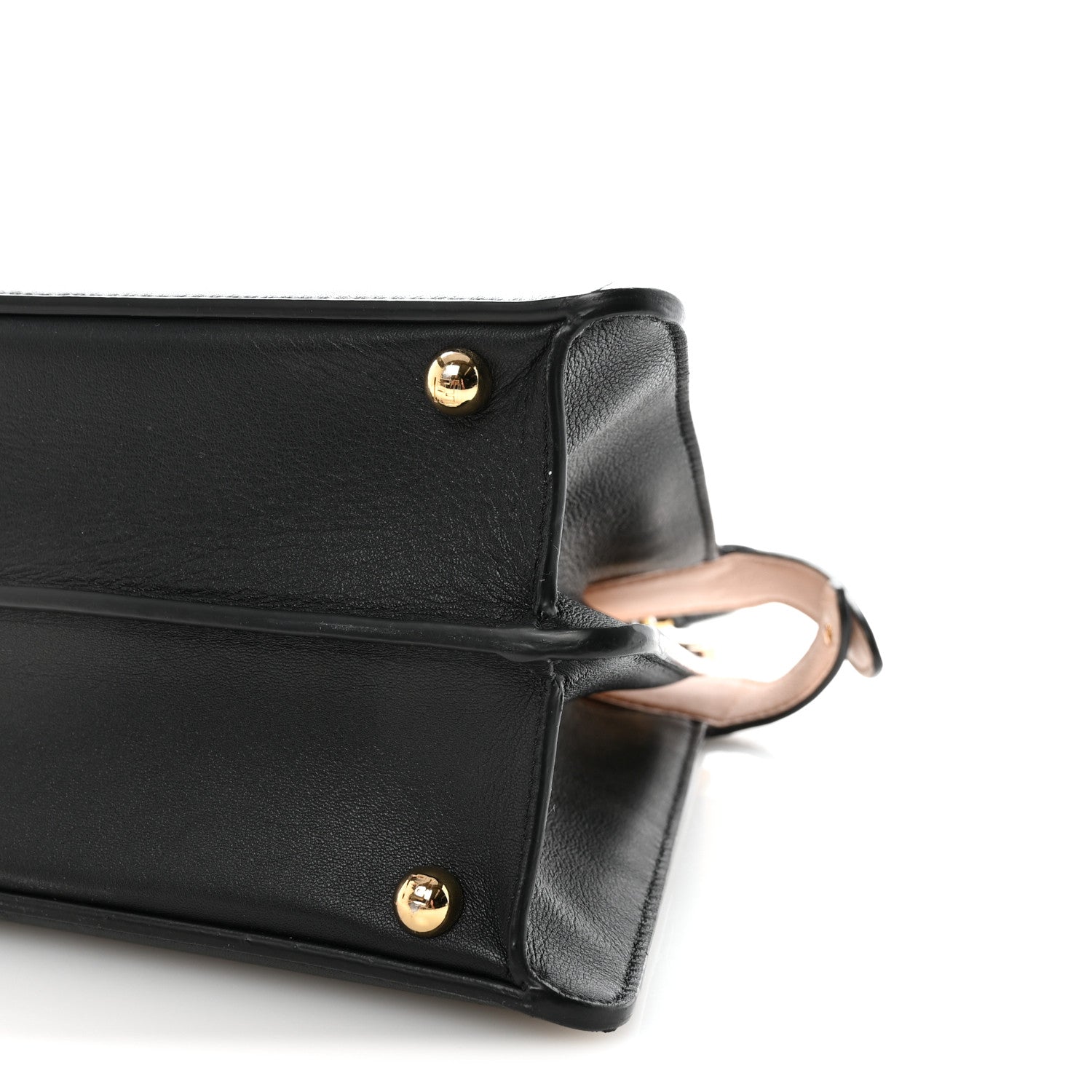 Fendi Vitello Seta Shiny Nappa Medium Peekaboo I SEE U Satchel Black Light Rose 9 of 9