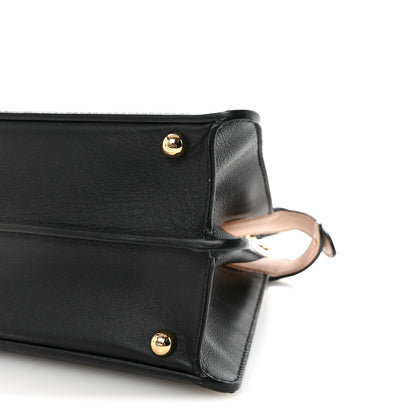Fendi Vitello Seta Shiny Nappa Medium Peekaboo I SEE U Satchel Black Light Rose 9 of 9