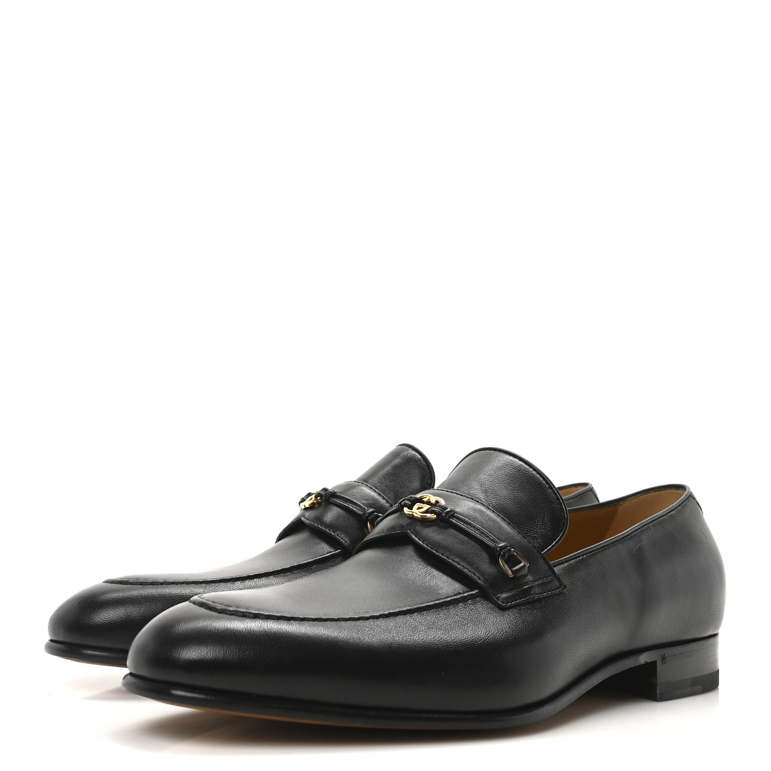 Gucci Lambskin Mens Interlocking G Loafers 10 Black 4 of 9