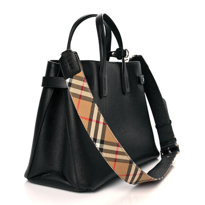 Burberry Derby Calfskin House Check Medium Banner Tote Black 3 of 15