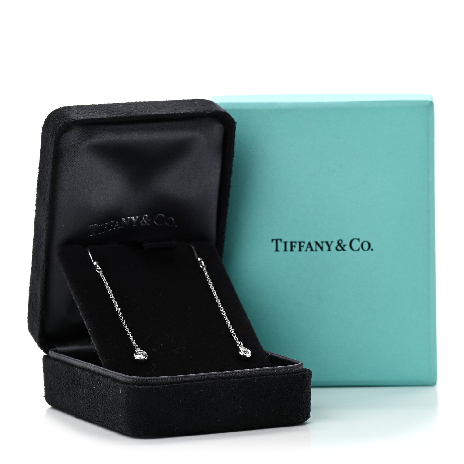 Tiffany Sterling Silver Diamond .10ct Elsa Peretti Diamonds by the Yard Drop Earrings 4 of 4