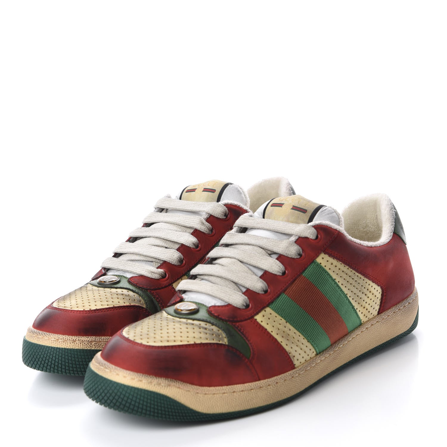 Gucci Nubuck Web Mens Screener Sneakers 9.5 Light Hibiscus Red Burro 3 of 10