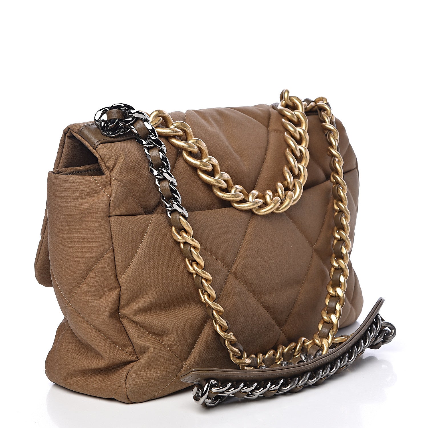 Chanel Canvas Quilted Large 19 Flap Bronze 3 of 11