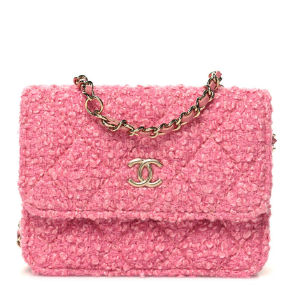 Chanel Tweed Quilted Flap Chain Waist Bag Pink 1 of 12