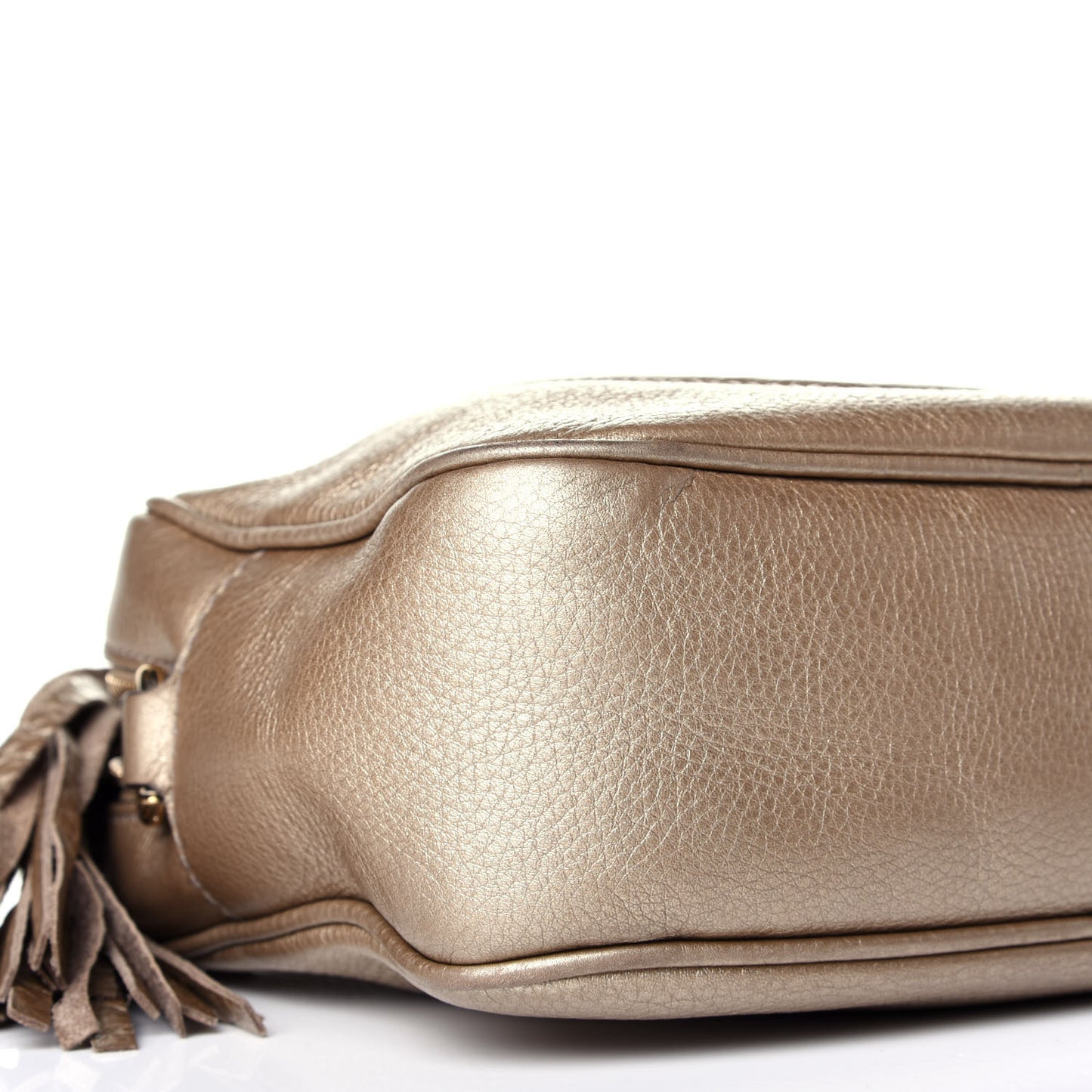 Metallic Pebbled Calfskin Small Soho Disco Bag Golden Beige