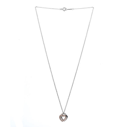 Tiffany Sterling Silver 18K Rose Gold Double Open Heart Pendant Necklace 3 of 9
