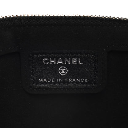 Chanel Lambskin Metallic Chevron Zip Pouch Black Silver 6 of 9