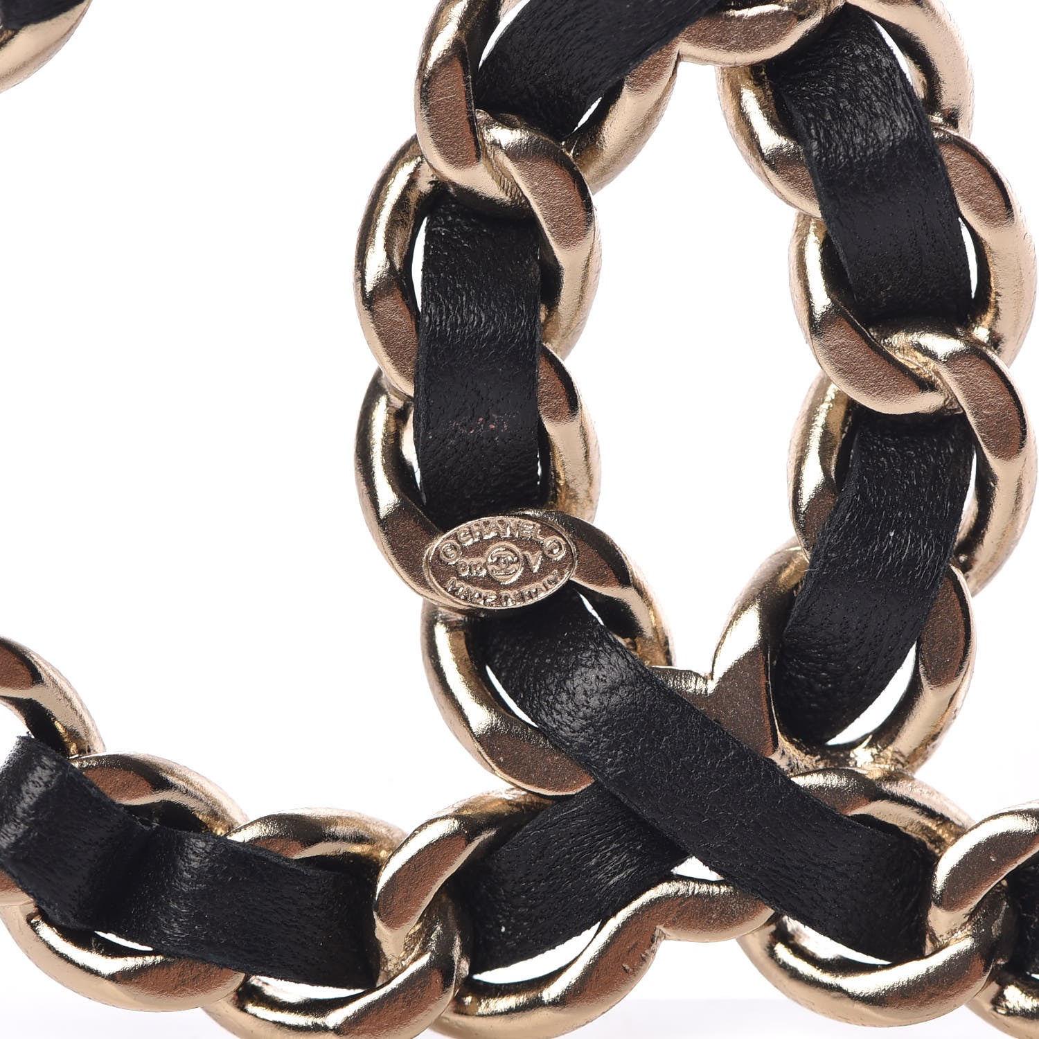 Chanel Lambskin Chain CC Brooch Black Gold 4 of 5