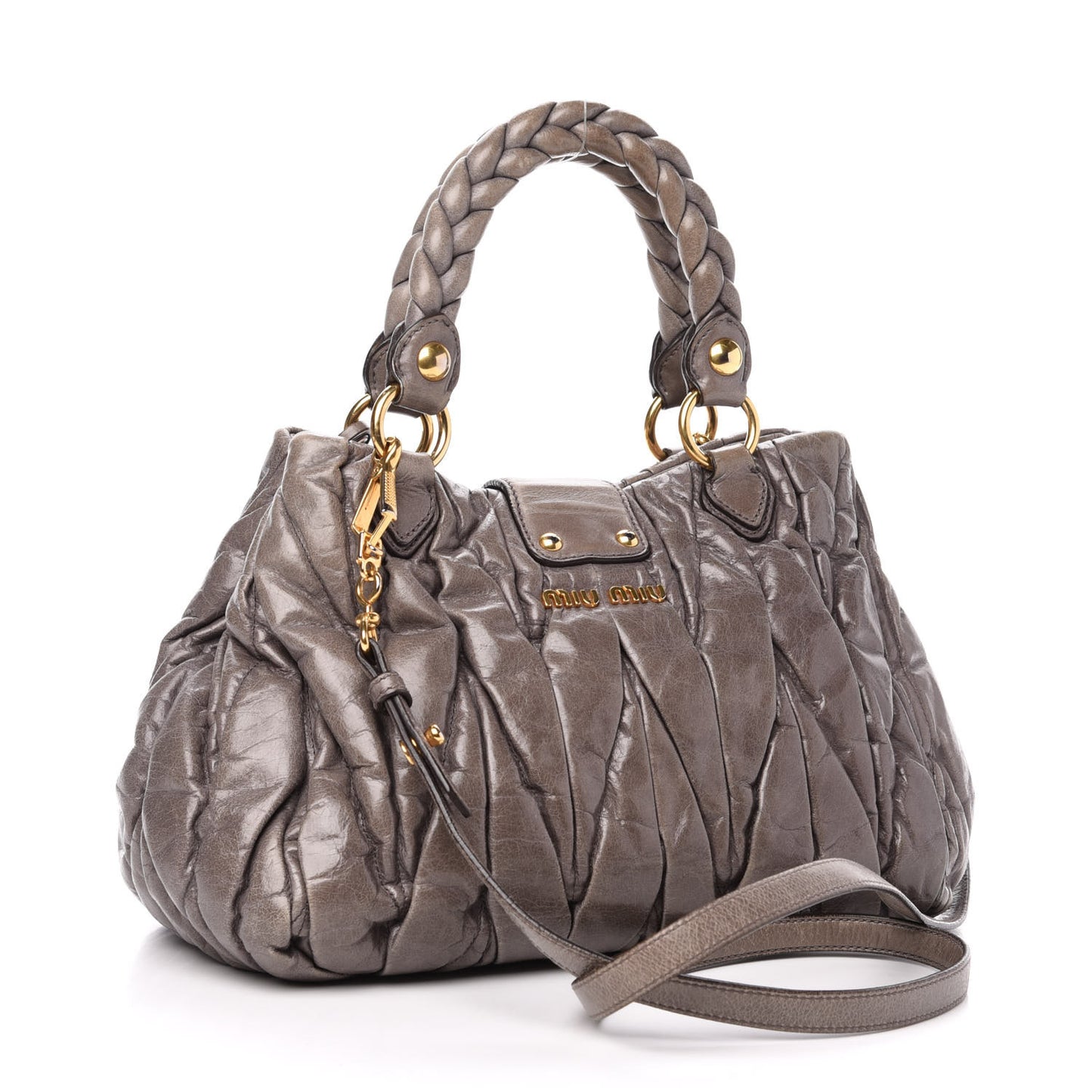 Nappa Matelasse Top Handle Satchel Fumo