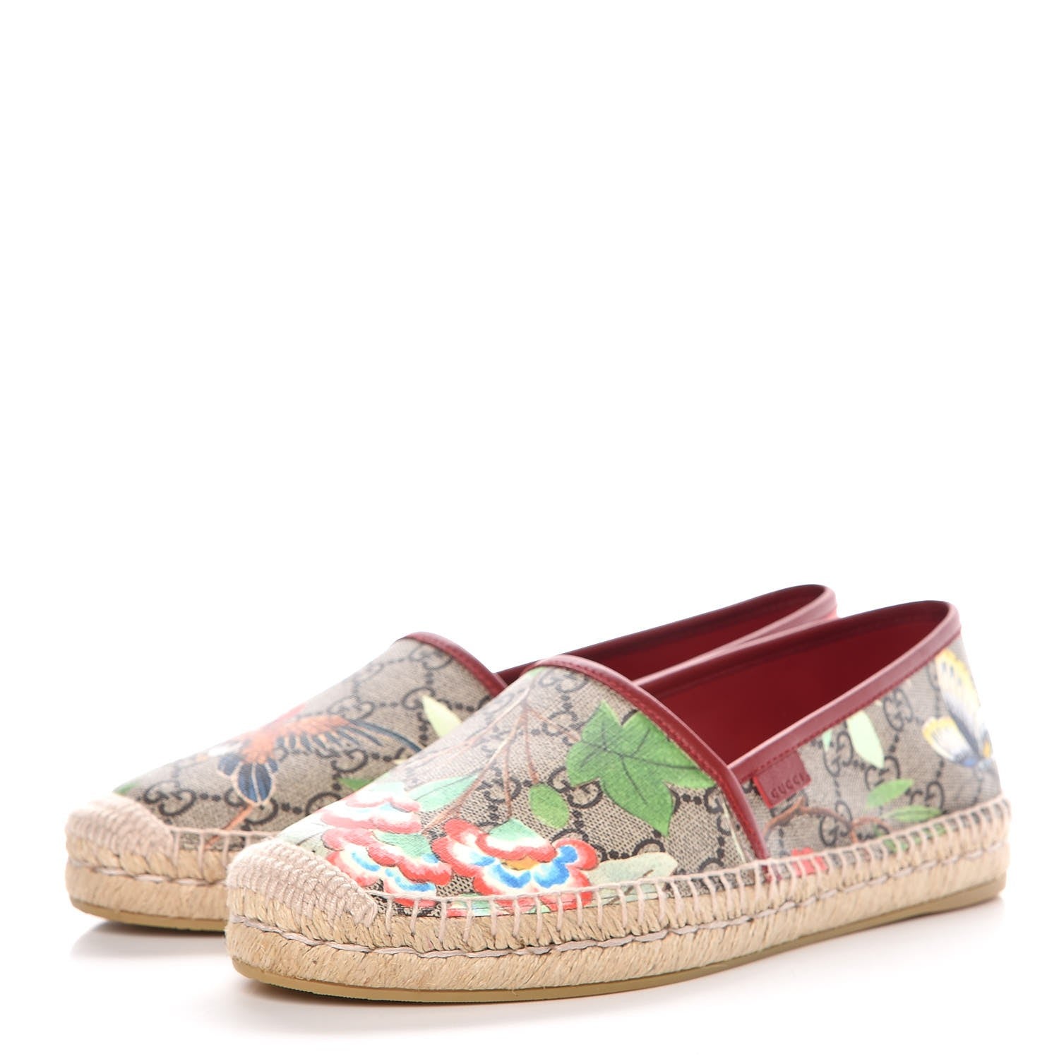 Gucci GG Supreme Monogram Tian Womens Espadrilles 41 Beige Multicolor Red 3 of 10