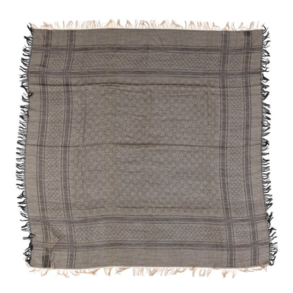 Gucci Wool Silk GG Monogram Diamante Plaid Surviee Shawl Beige Dark Brown 1 of 4