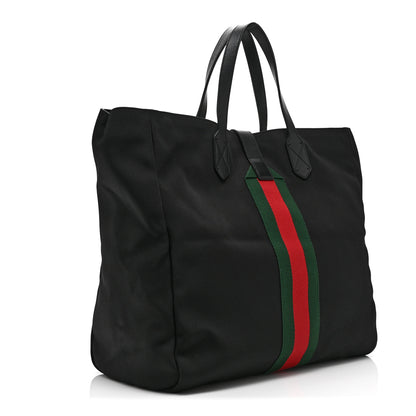 Gucci Techno Canvas Web Single Buckle Tote Black 3 of 11