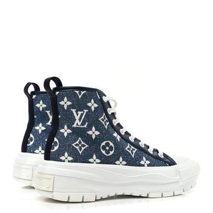 Louis Vuitton Denim Monogram Squad Sneaker Boots 35.5 Marine 5 of 9