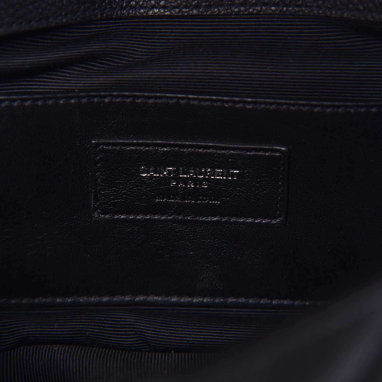 Saint Laurent Grained Calfskin Matelasse Chevron Medium Monogram Chain Bag Black 6 of 9