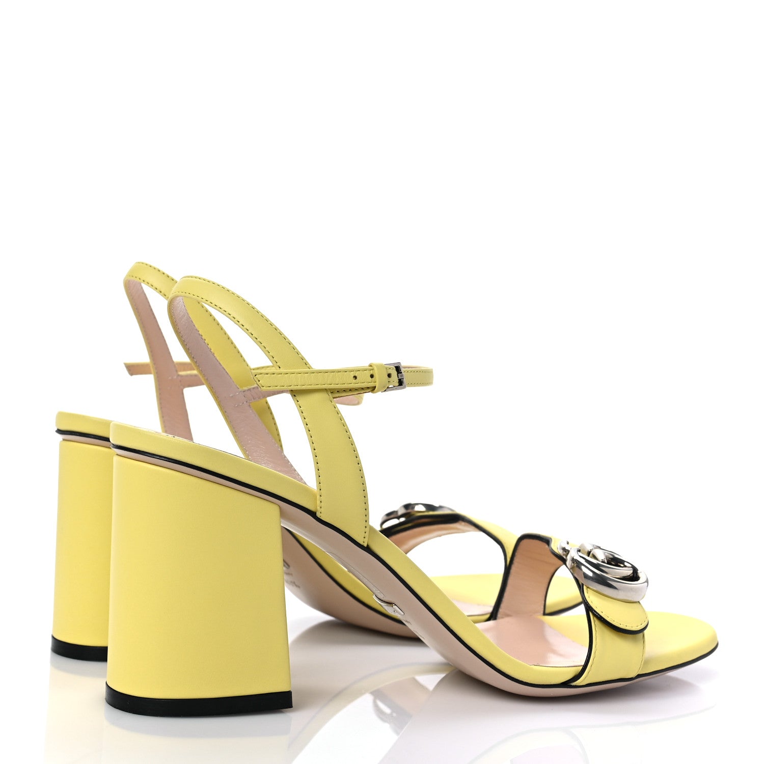 Gucci Lifford Calfskin GG Marmont Ankle Wrap 75mm Sandals 40.5 Banana 4 of 8