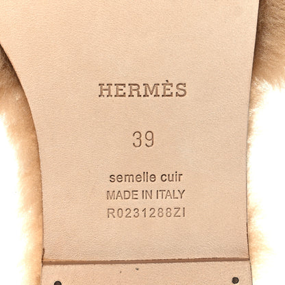 Hermes Woolskin Oran Sandals 39 Beige Argile 6 of 8