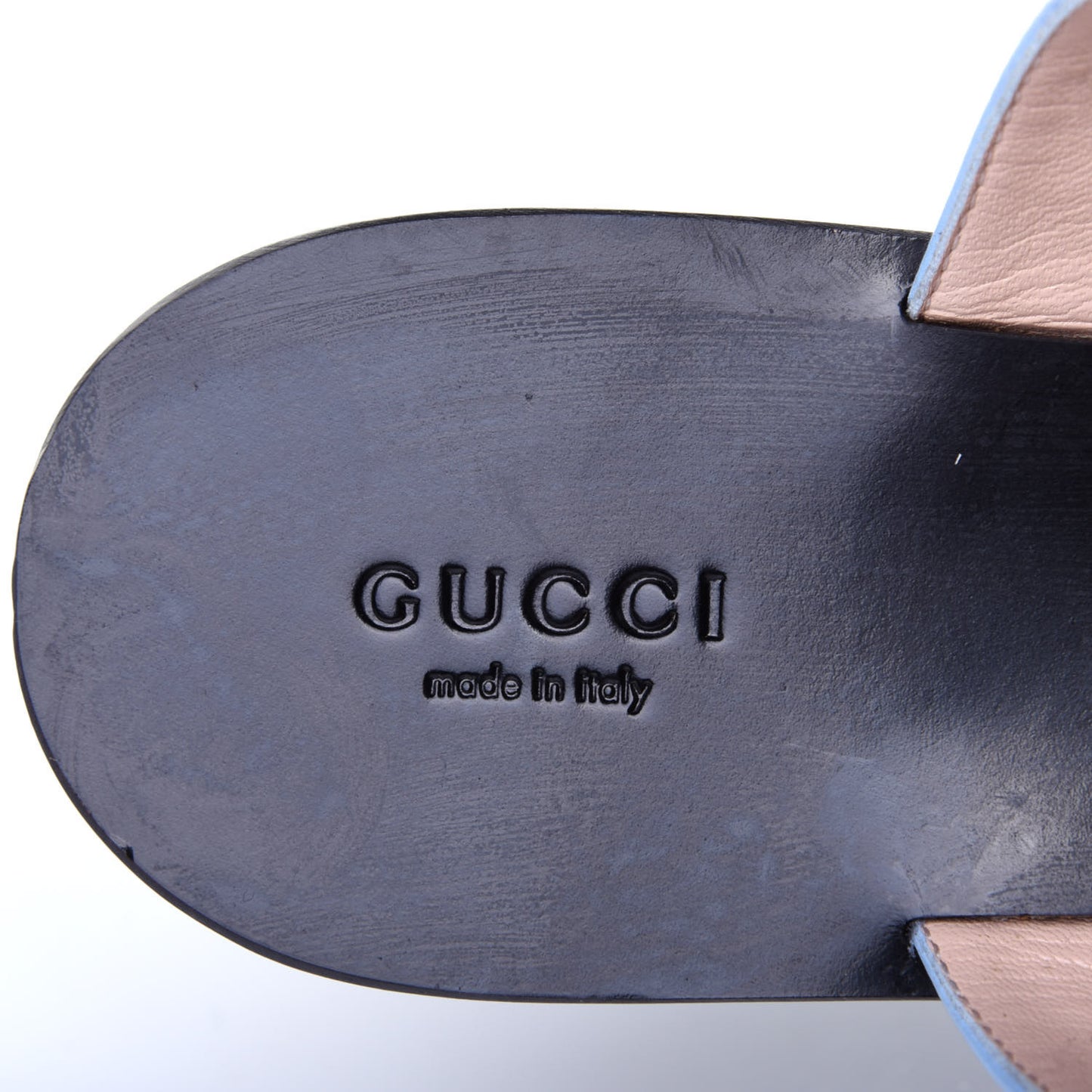 Calfskin GG Marmont Thong Sandals 38.5 Porcelain Light Blue