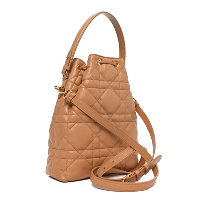 Christian Dior Lambskin Cannage Small Caro Bucket Bag Light Gold 3 of 9