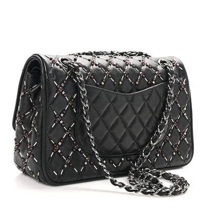 Chanel Lambskin Quilted Beaded Medium Double Flap Black 3 of 11