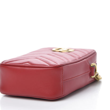 Gucci Calfskin Matelasse Mini GG Marmont Crossbody Bag Hibiscus Red 8 of 10