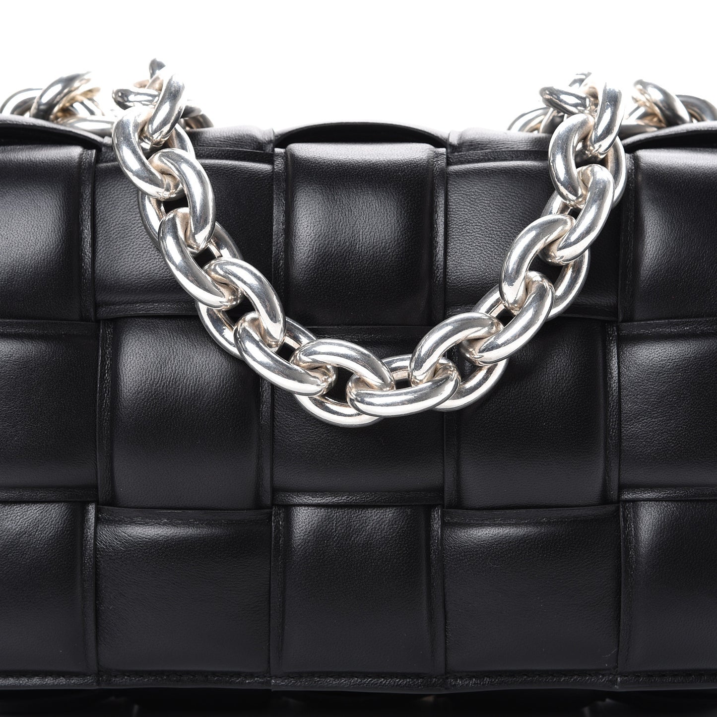 Lambskin Maxi Intreccio Padded Chain Cassette Crossbody Bag Black