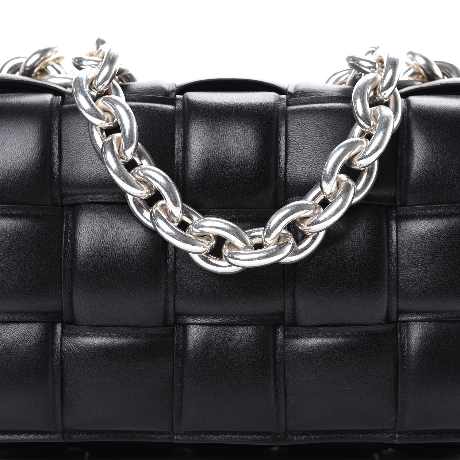 Bottega Veneta Lambskin Maxi Intreccio Padded Chain Cassette Crossbody Bag Black 7 of 9