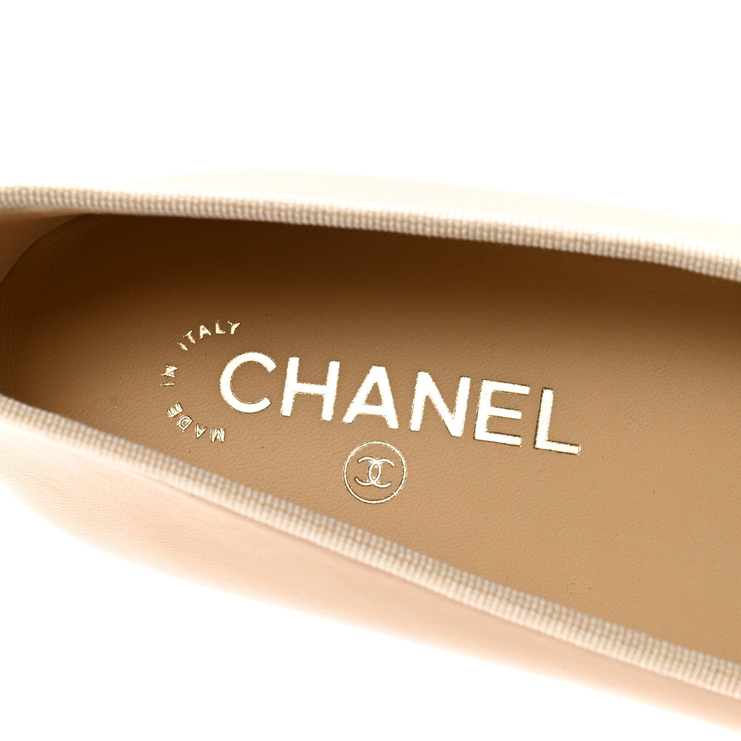 Chanel Lambskin Cap Toe Ballerina Flats 38.5 Beige Black 7 of 8