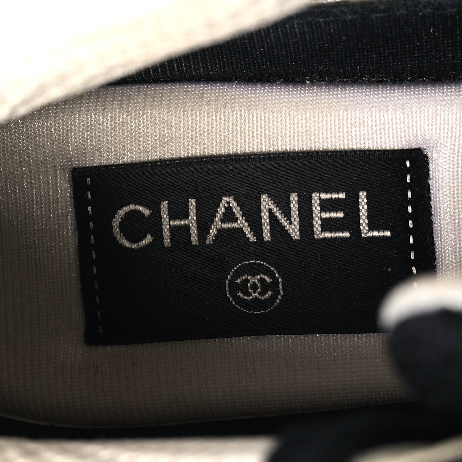 Chanel Mesh Suede Grained Calfskin Womens CC Sneakers 37.5 Black White 8 of 9