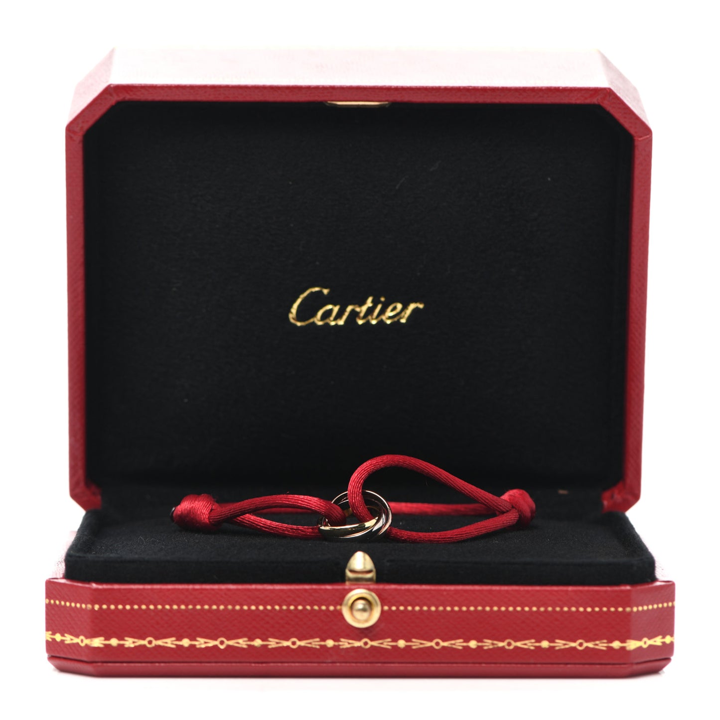 18K Pink Yellow White Gold Trinity Cord Bracelet Red