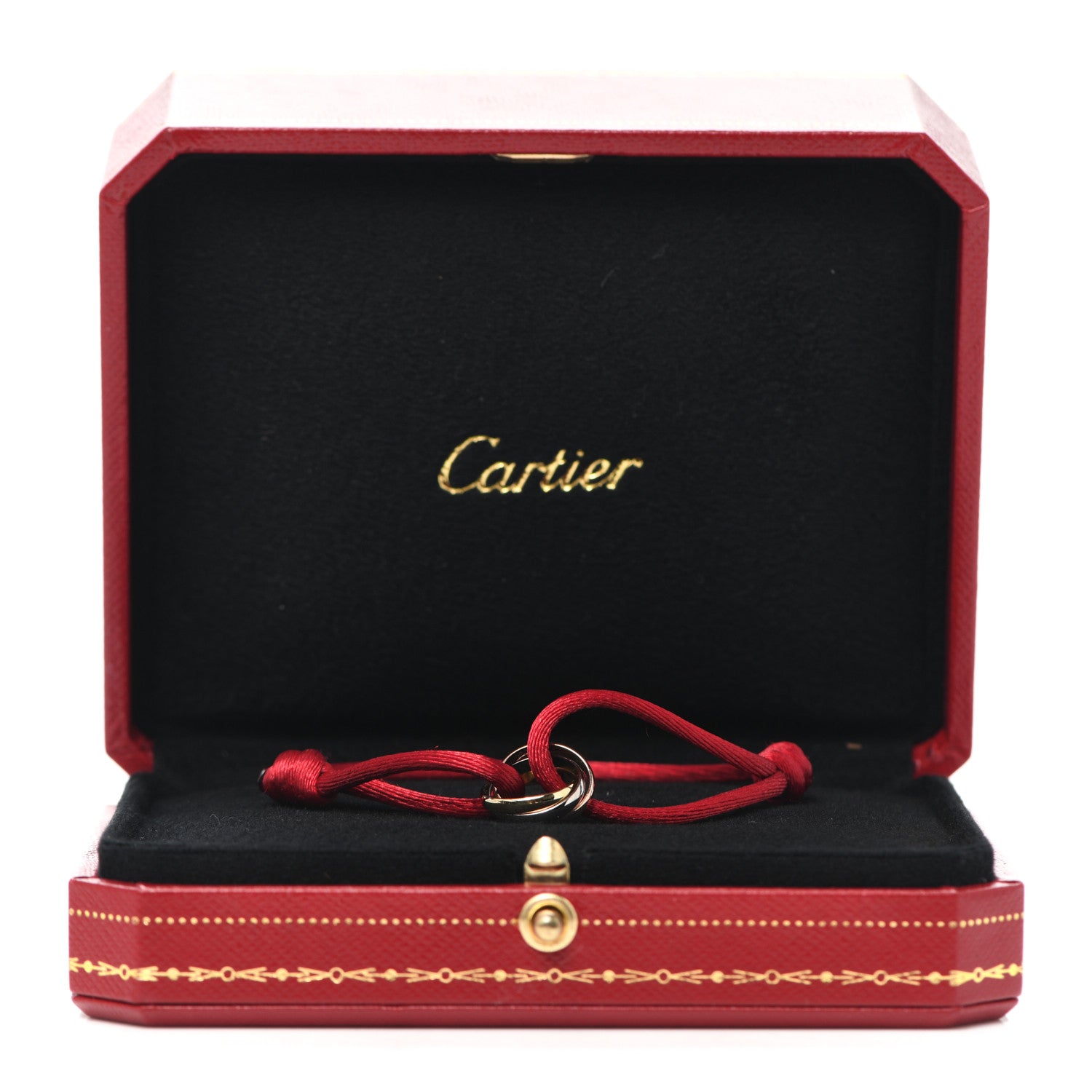 Cartier 18K Pink Yellow White Gold Trinity Cord Bracelet Red 6 of 6