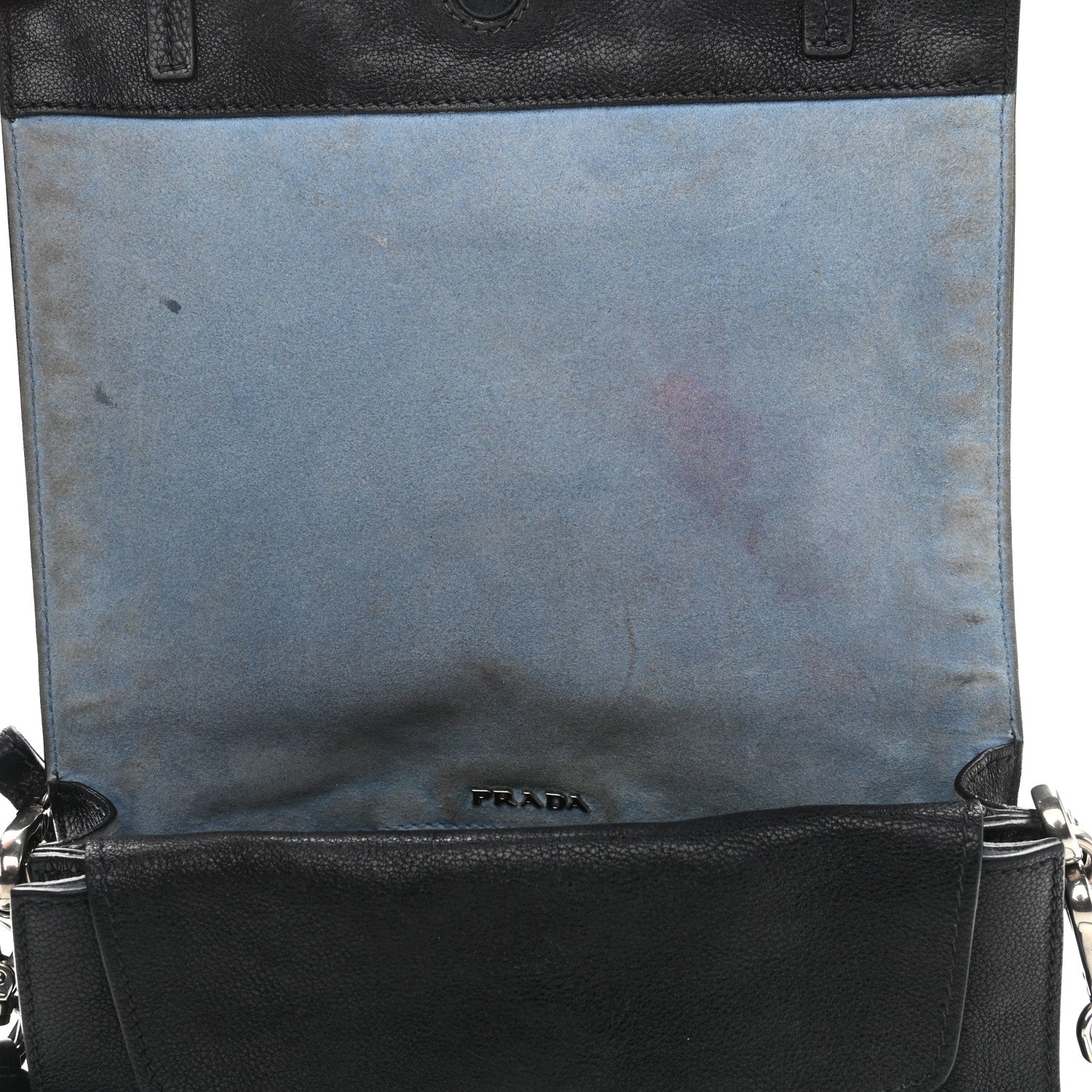 Prada Glace Calfskin Studded Etiquette Flap Black 10 of 16