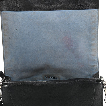 Prada Glace Calfskin Studded Etiquette Flap Black 10 of 16