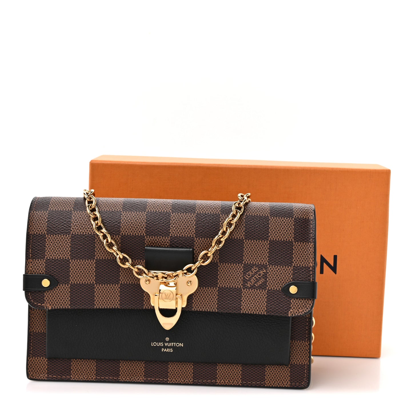 Damier Ebene Vavin Chain Wallet Black