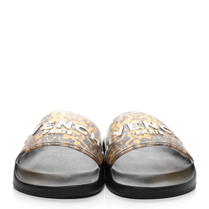 Givenchy Rubber Logo Marble Effect Mens Pool Slide Sandals 42 Black Yellow 2 of 8